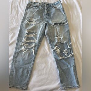 American Eagle Outfitters Ripped Light Blue Mom Jeans